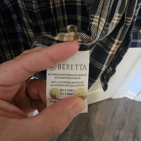 Beretta Blue Plaid Button-Up Shirt XL - Picture 4 of 4